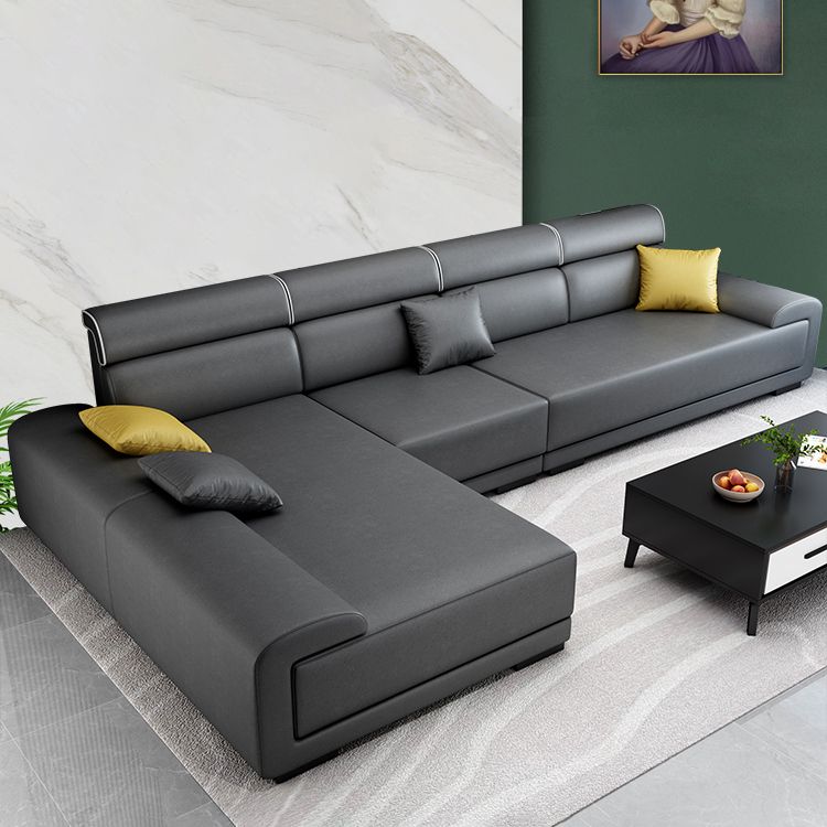 4-seat Contemporary Fabric/Faux Leather Pillow Top Arm Sofa for Living Room