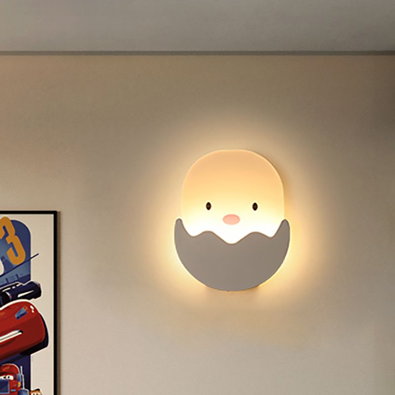 White Hatched Chick Wall Light Lovely Acrylic Sconce Light for Kids Bedroom Dining Room