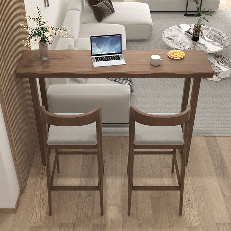 Modern Indoor Rectangle Solid Wood Sled Bar Dining Table in Brown