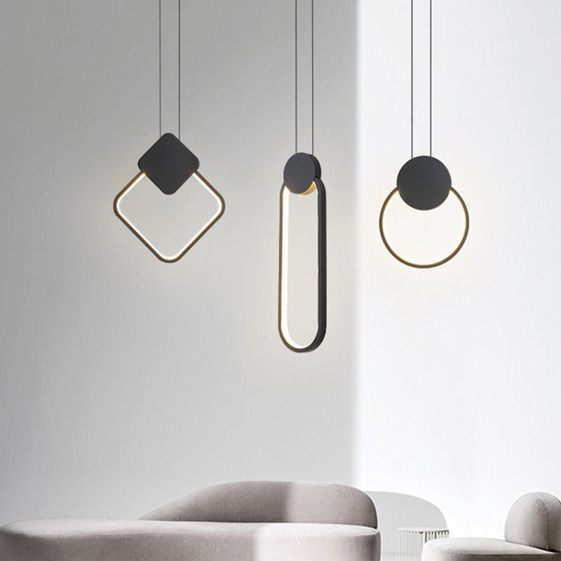 Metaal geometrisch plafond hanglamp moderne stijl led zwarte suspensie hanger licht
