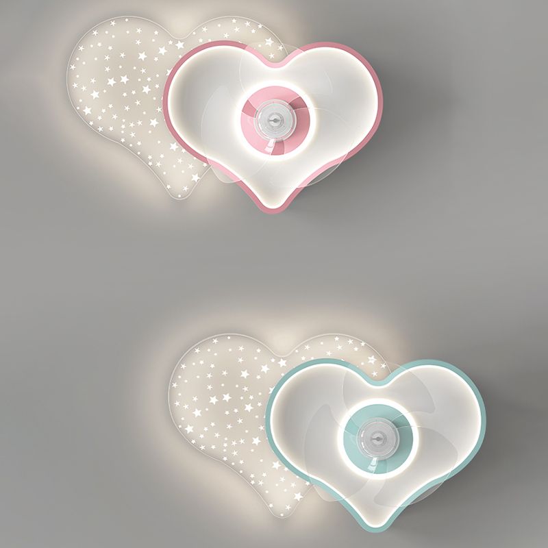 Cartoon slaapkamer plafondventilator verlichting armatuur acryl kinderen stijl semi -flush light