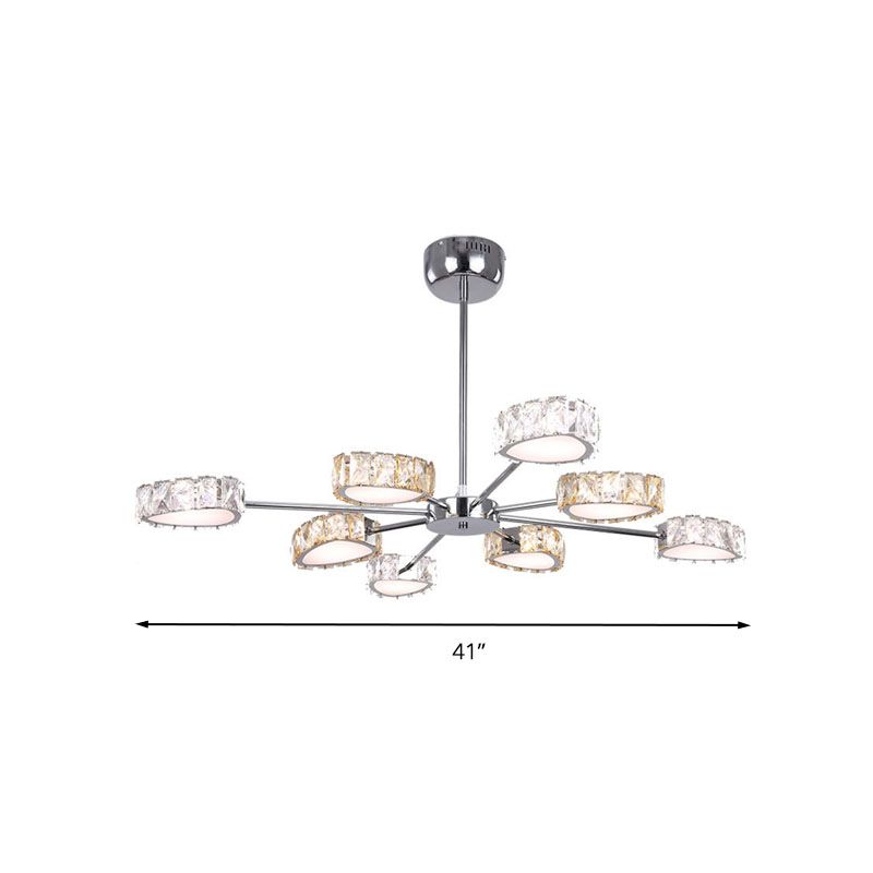 Dreieck Kristall Block Deckenkraut Einfacher Stil 8 Leuchten Chromaufhängung Lampe in warmem/weißem Licht