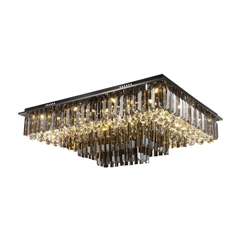 Rectángulo de cristal de prismas de cristal contemporáneo Iluminación de montaje de LED de níquel contemporáneo en luz cálida/blanca