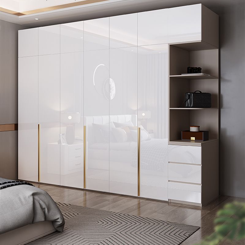 Contemporary Wooden Wardrobe White Colour Soft Close Door Wardrobe Closet