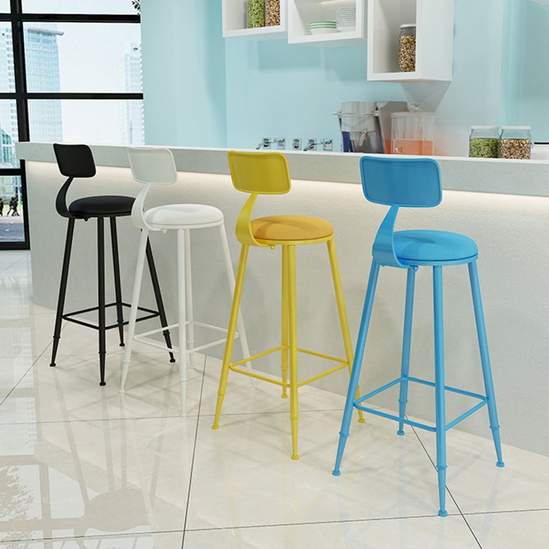 Industrial Iron Bar Stool Bar Height Armless Stool with Cushion