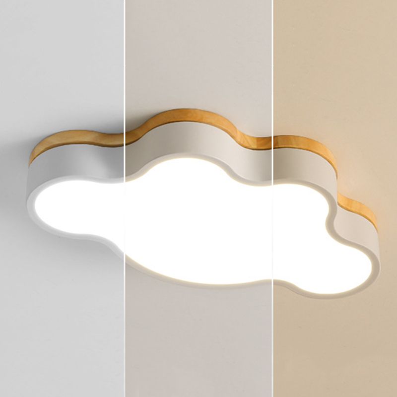 Le nuage en bois LED Ceiling Fixture in Modern Creative Style Acrylique Macaron Flush Mount for Bedroom