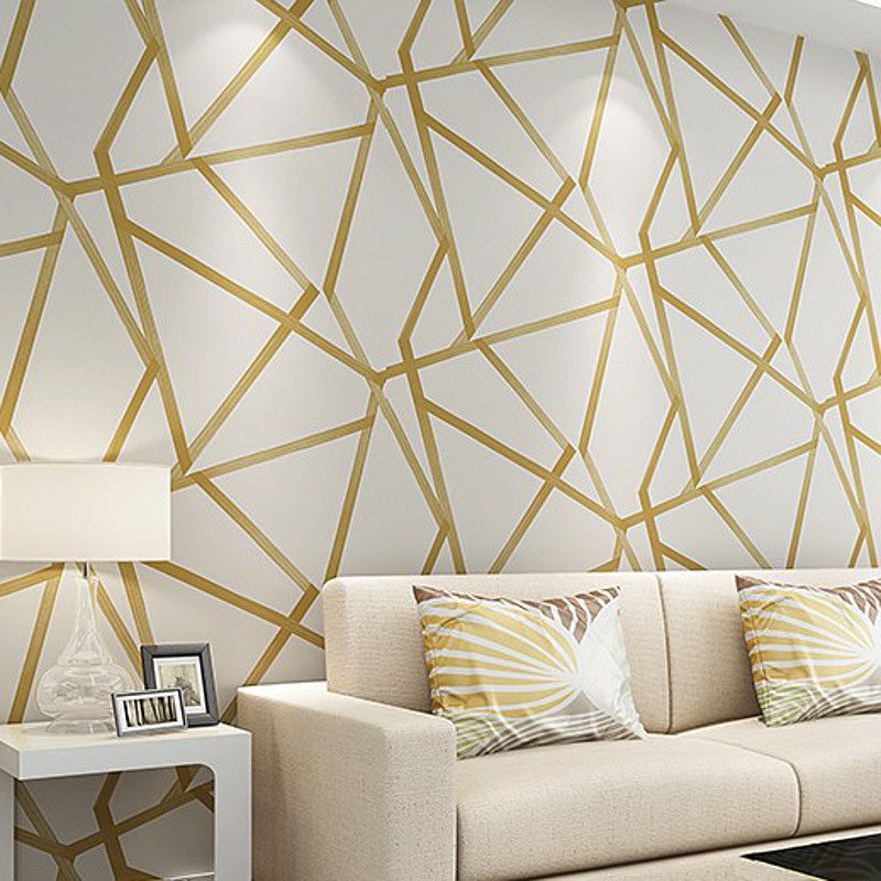 3D Geometric Net Wallpaper Moisture Resistant Modern Bedroom Wall Art, 33' L x 20.5" W