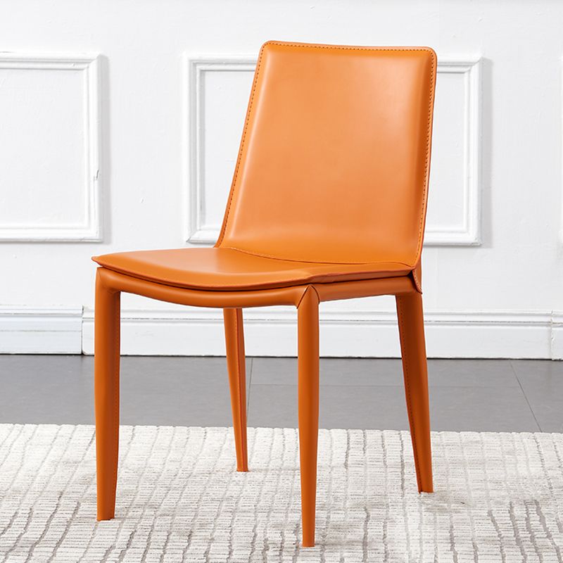 Meeting Room Solid Back Designer Style Side Chair Matte Finish Leather Dining Chair