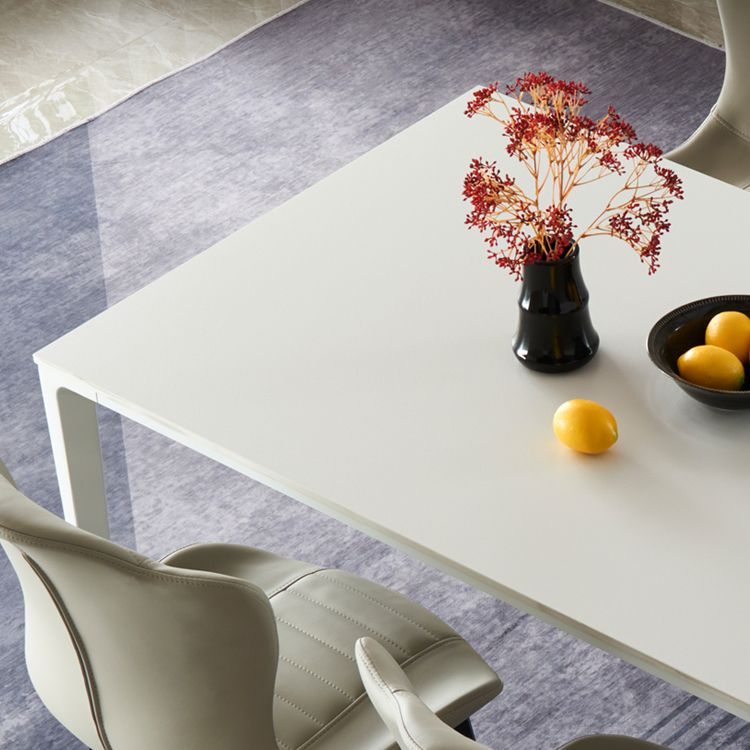 Sintered Stone Dining Table Industrial Style 4 Legs Metallic Base Rectangle Table