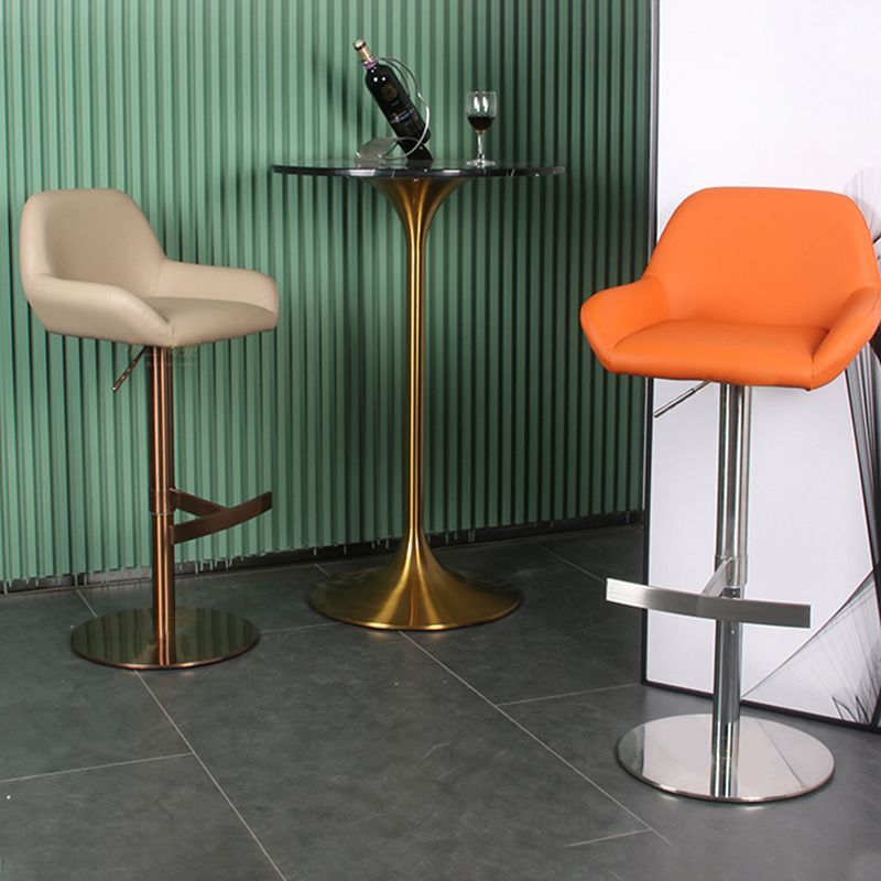 Glam Style Counter Stool Faux Leather Adjustable Height Bar Stool with Swivel