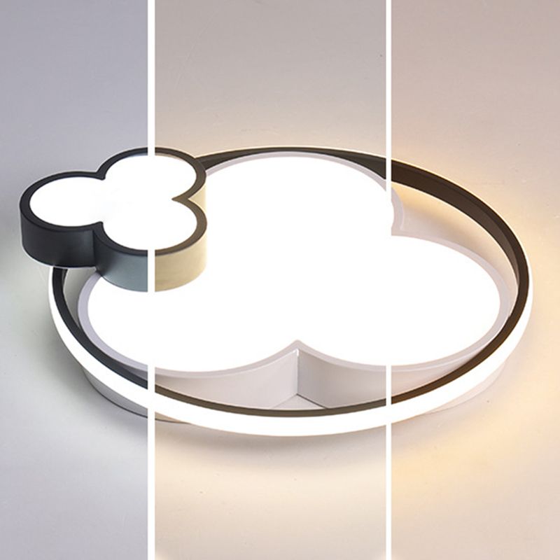 Modern Plum Shaped Flush Light Acrylic Bedroom LED Ceiling Mount Light in Black-White
