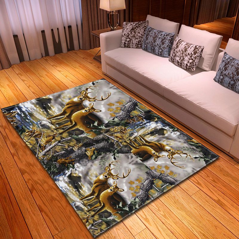 Nordic Animal Print Rug Multicolor Synthetics Indoor Rug Anti-Slip Backing Pet Friendly Area Rug for Living Room