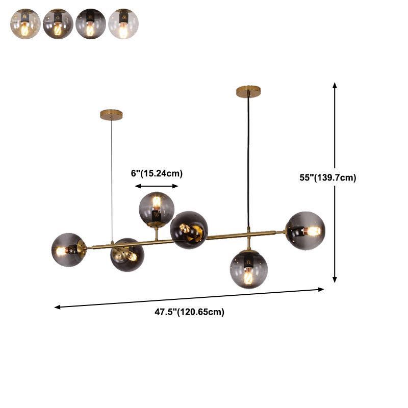 Nordic Style Hanging Lamp Strip Shape Island Light Fixture with Glass Shade for Bedroom