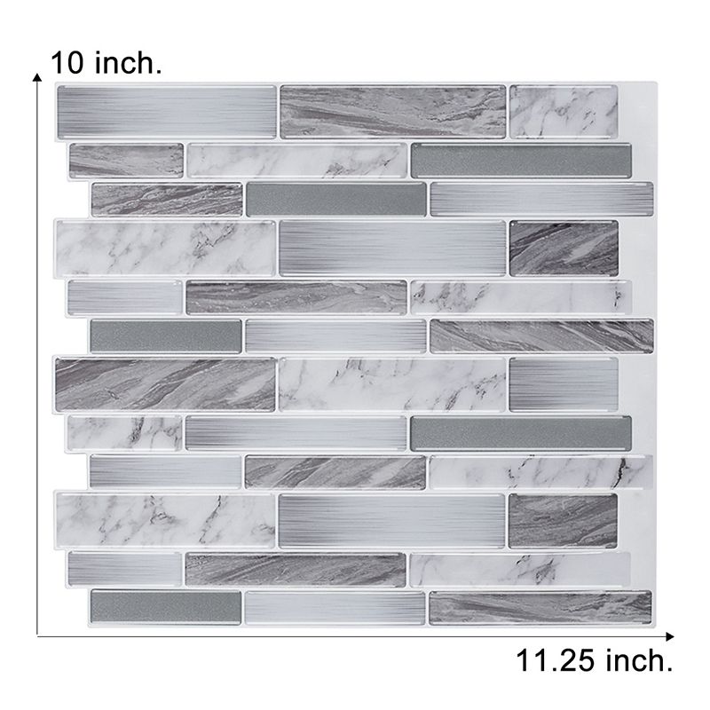 Grey Marble Brick Wallpaper Panels Mosaic Cottage Adhesive Wall Covering for Kitchen
