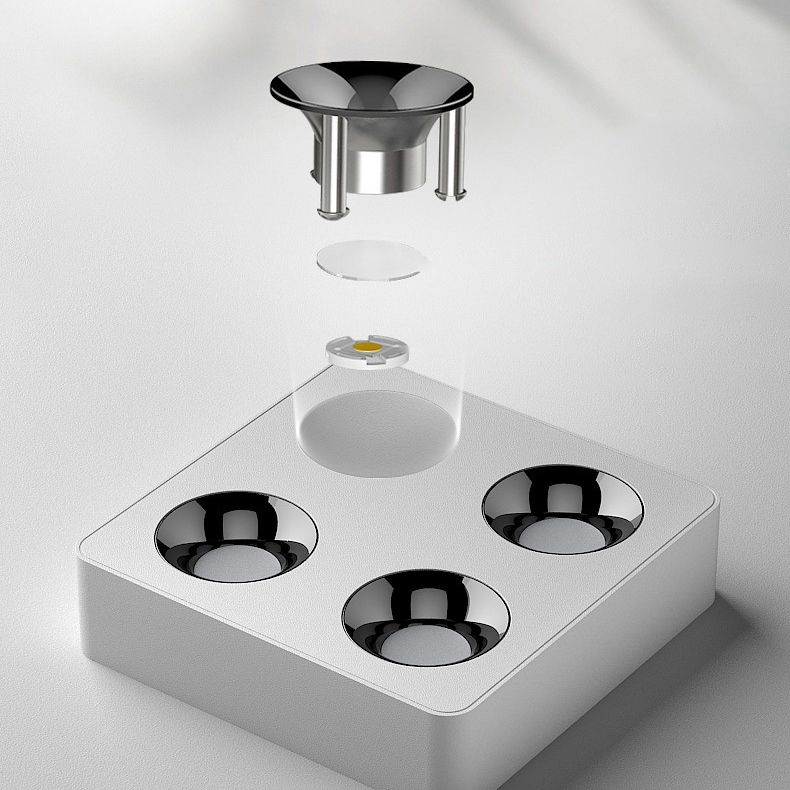Modern LED Metal Flush Mount Square Shape Ceiling Light with Glass Shade for Living Room