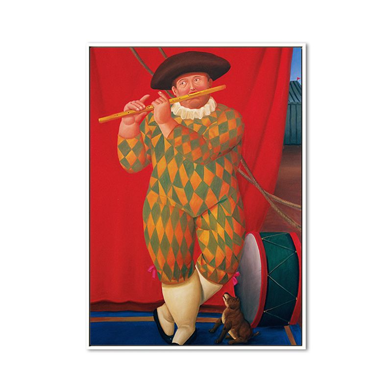 Contemporary Man and Dog Canvas Light Color Dining Room Painting, Multiple Sizes