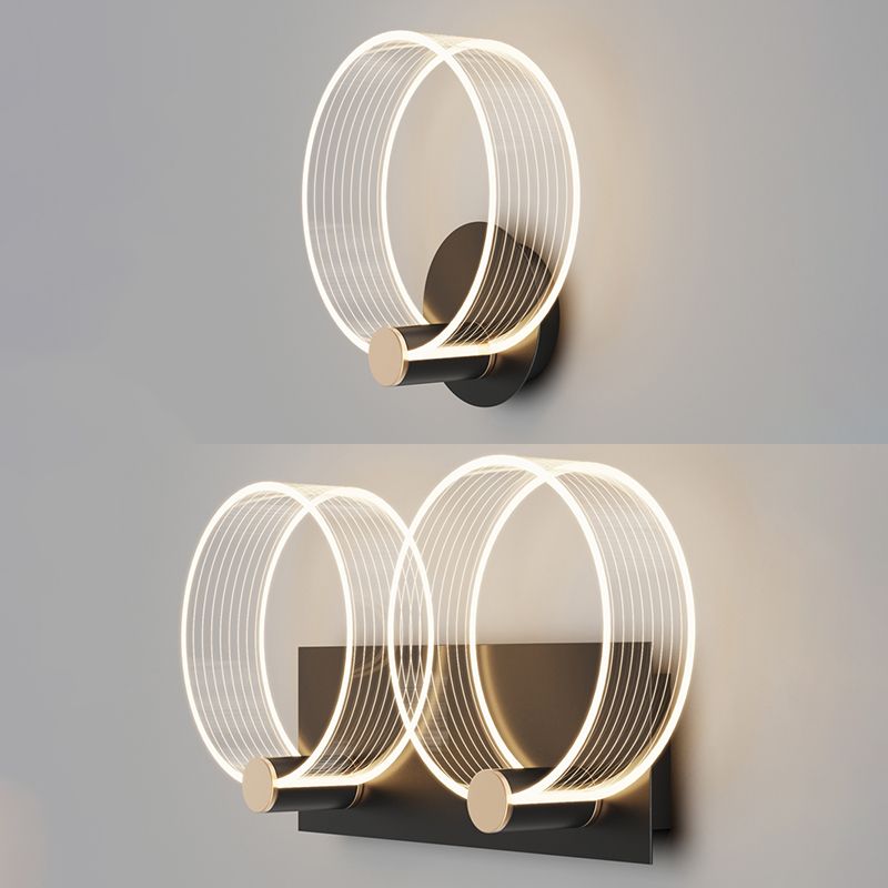 Shaded Sconce Light Fixture Minimalist Style Acrylic LED Bedroom Wall Light Fixture in Gold