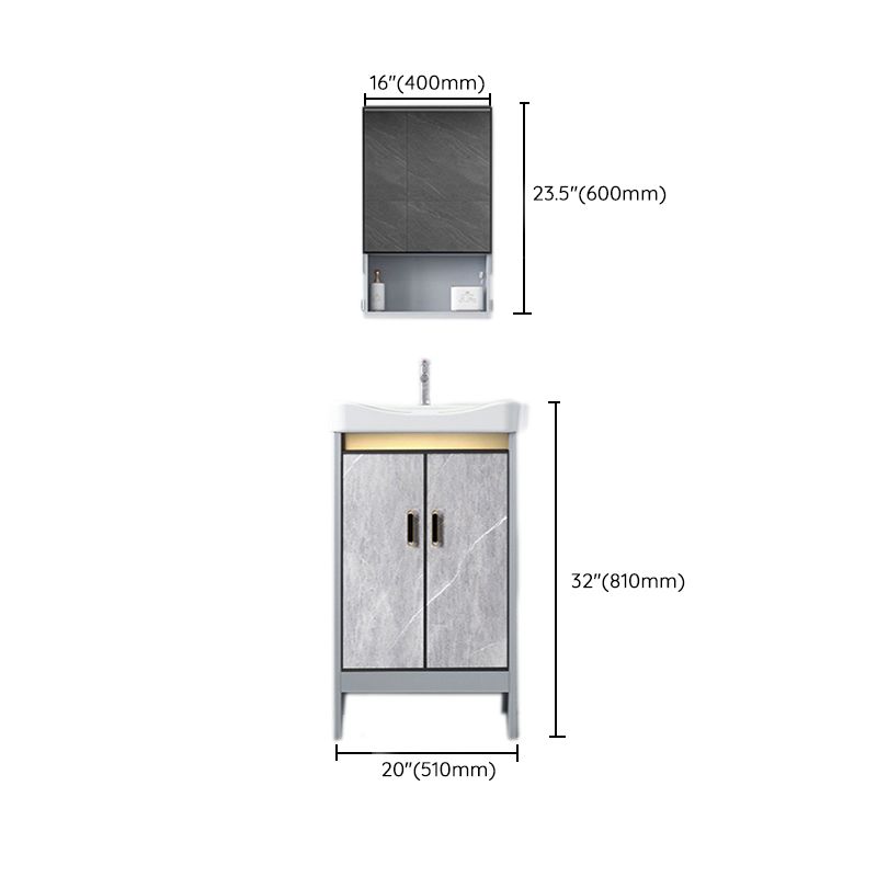 Freestanding Aluminium Bathroom Sink Vanity Gray with Faucet Bathroom Vanity Cabinet