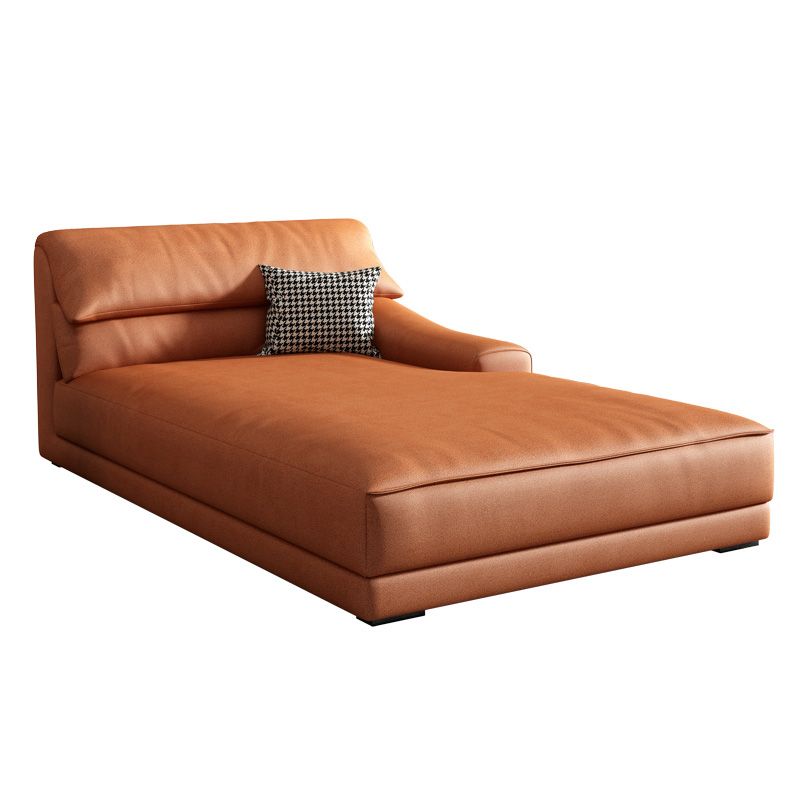 Modern Upholstered Chaise Lounge Leather Recessed Arms for Bedroom and Living Room