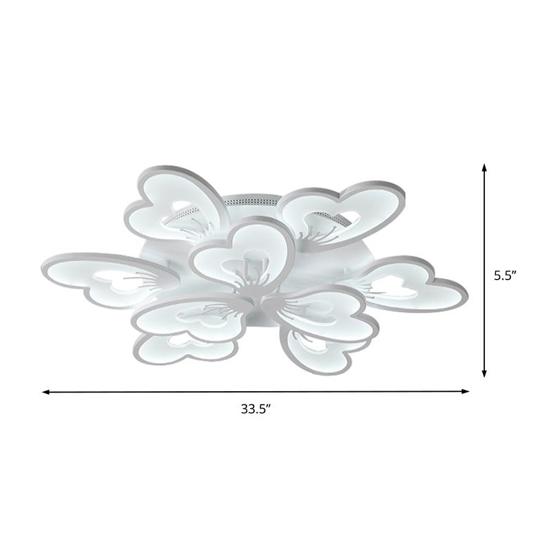 Creative Creative Petal Ceiling Flush Mount Acrylic White 9/12/15 Heads Integrated LED Living Room Flush Mount Light in Warm / White