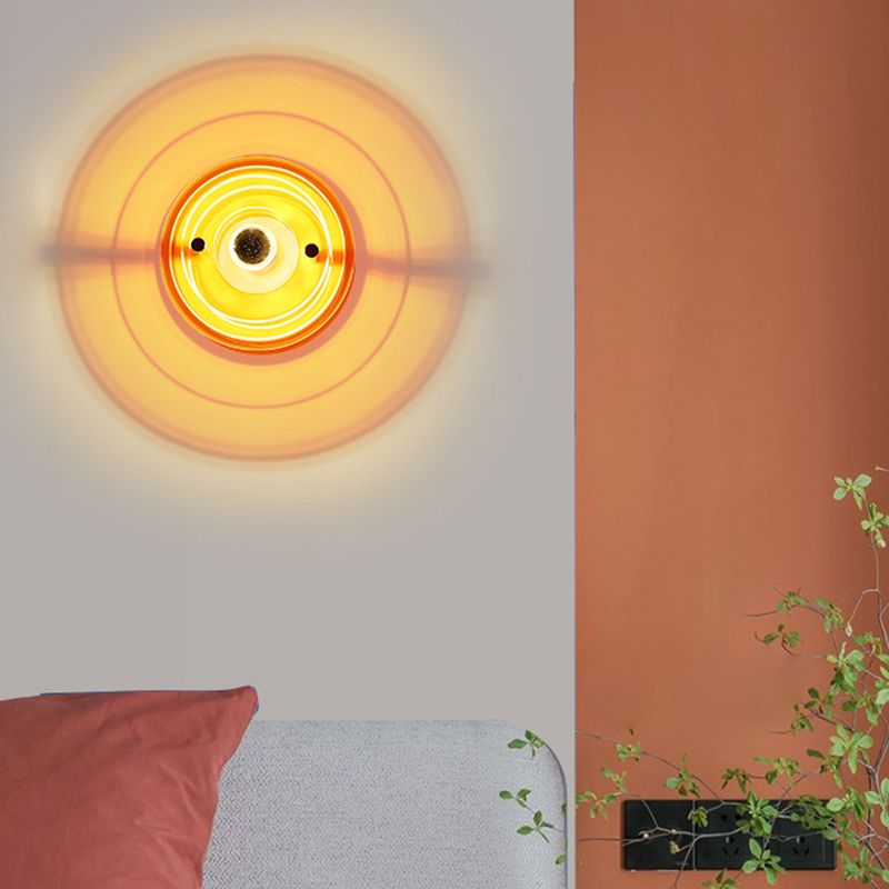 Round Multi Color Wall Mounted Fixture Acrylic & Iron 1 - Light Modern Wall Sconce