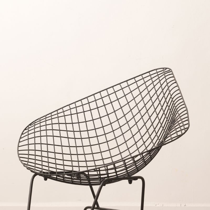 Industrial Black Metal Outdoor Bistro Chair Upholstered Outdoors Dining Chair