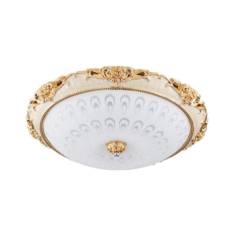 Dome Flush Mounted Light Modern White Glass 8"/12"/16" Wide LED Gold/Silver Ceiling Light in White/3 Color Light