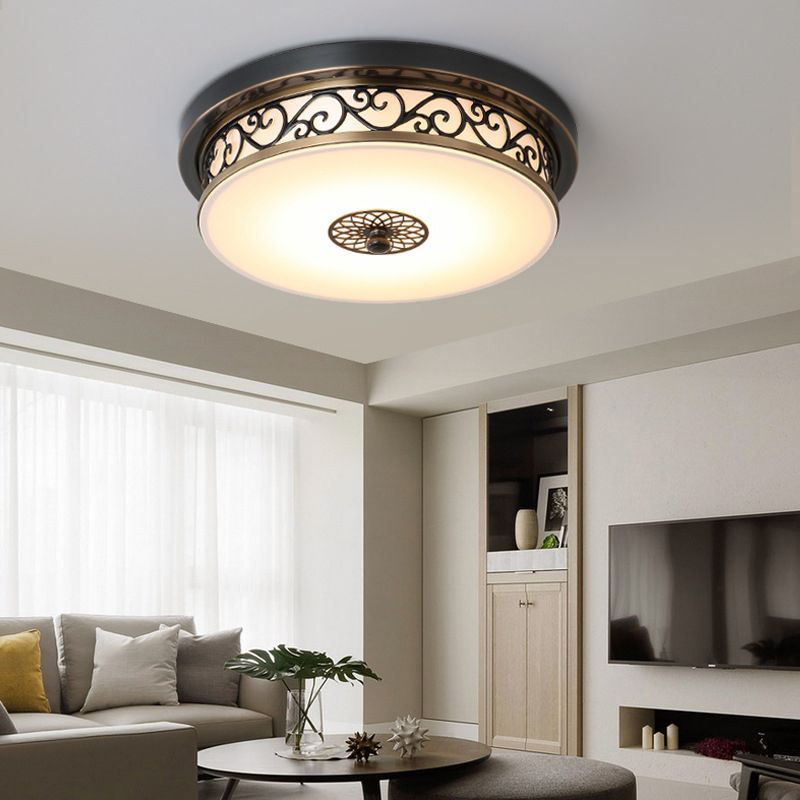 Traditionele stijl glazen inbouw plafondlamp ronde vorm inbouwverlichting voor slaapkamer
