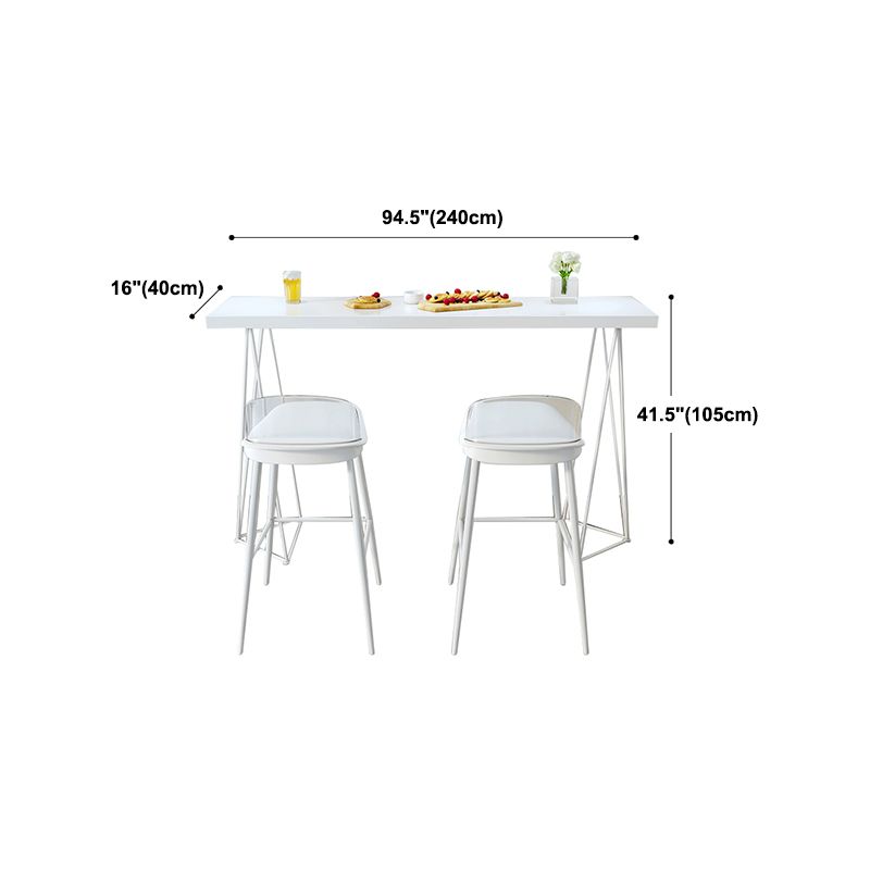 Modern Rectangle Bar Dining Table Artificial Wood Bistro Table in White