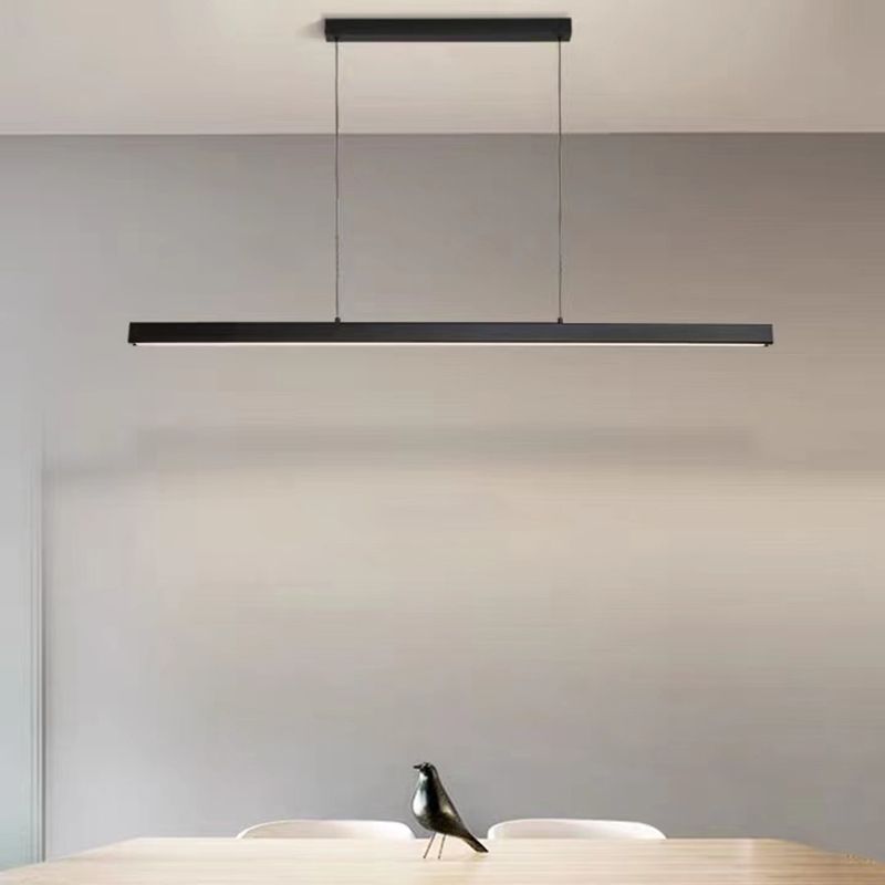 Metal Strip Chandelier Light Fixture Simple LED Island Pendant for Dining Room