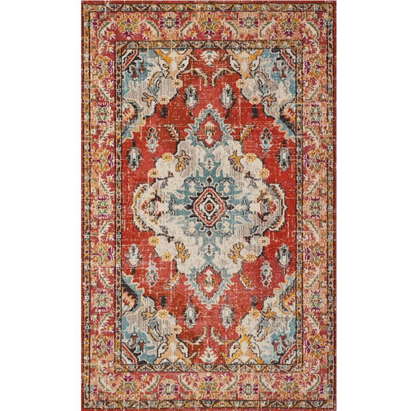 Nostalgia Chamber Area Rug Multi Colored Jacquard Carpet Synthetics Pet Friendly Anti-Slip Backing Machine Washable Rug