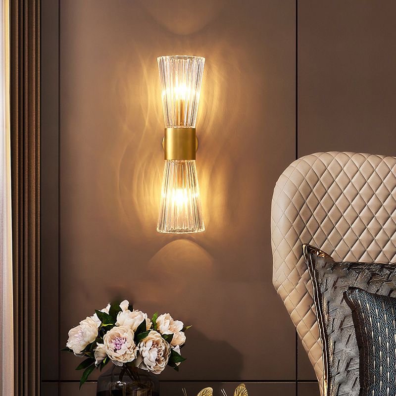 Moderner Stil Geometrischer Schatten Wandleuchte Kristallwandhalterung Leuchte in Gold