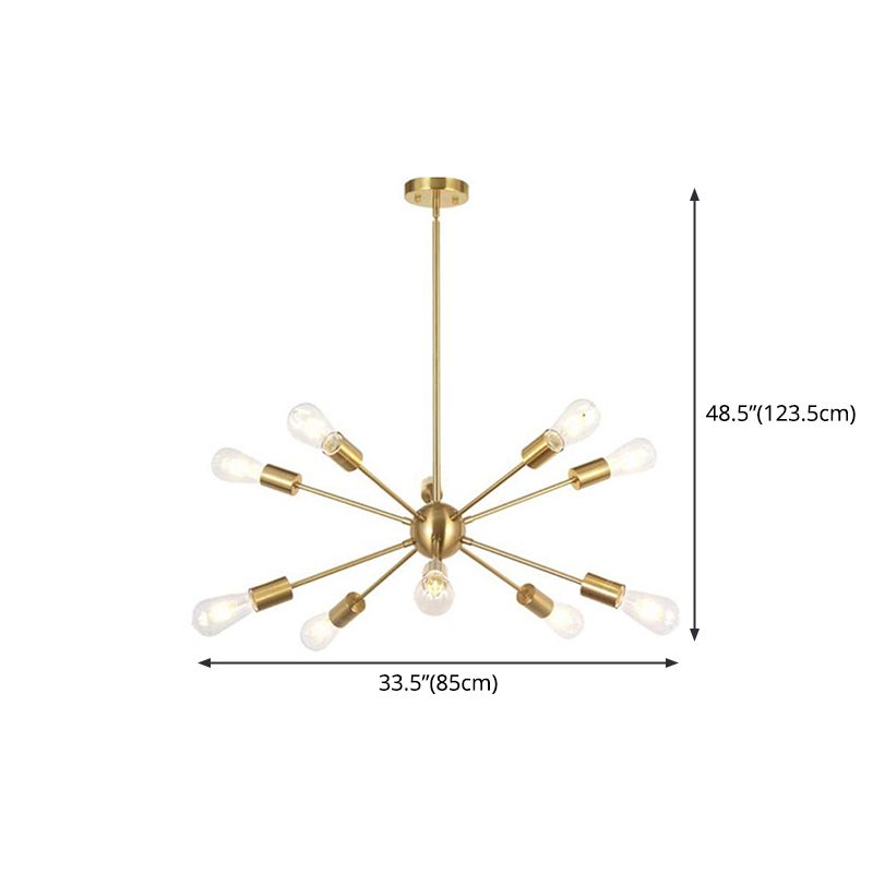 10-Light Sphere Ceiling Lights, Starbust Style Sputnik Design Led Bulb Metallic Chandelier