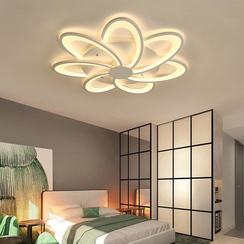 Contemporary Flower Flushmount Lighting Acrylic 6/7/8-Light Bedroom Ceiling Flush Mount in Warm/White Light