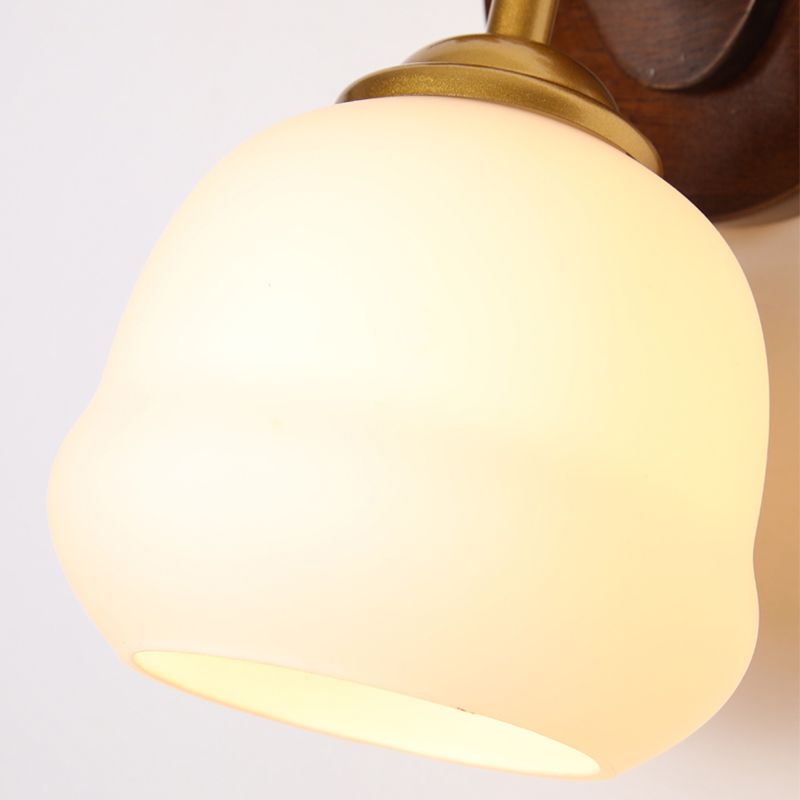 Sitting Room One Head Wall Sconce Contemporary Log and White Glass Wall Mounted Light Fixture