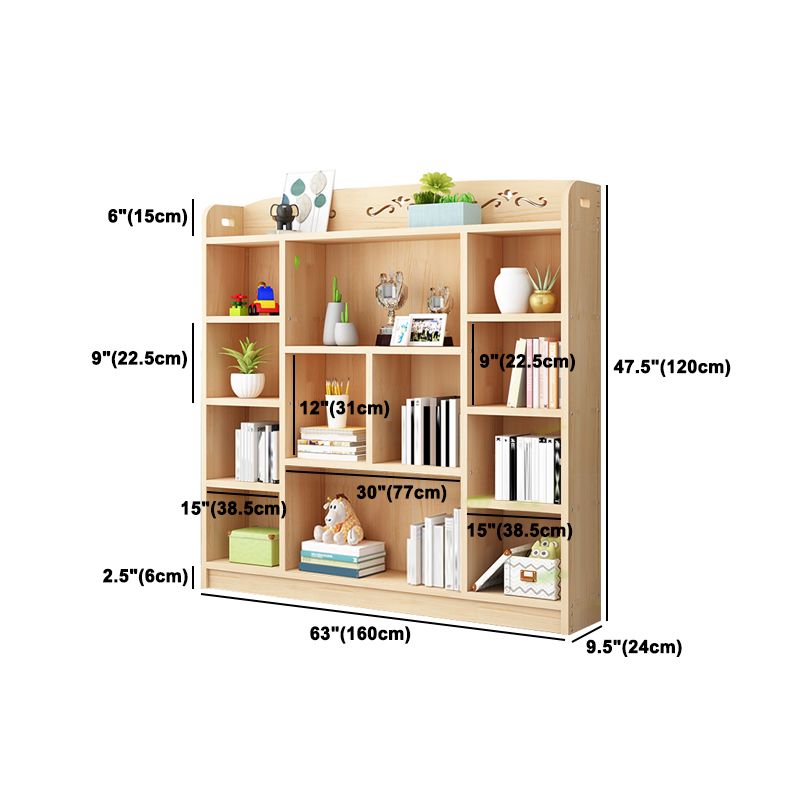 Scandinavian Natural Standard Bookshelf Pine Wood Vertical Bookcase