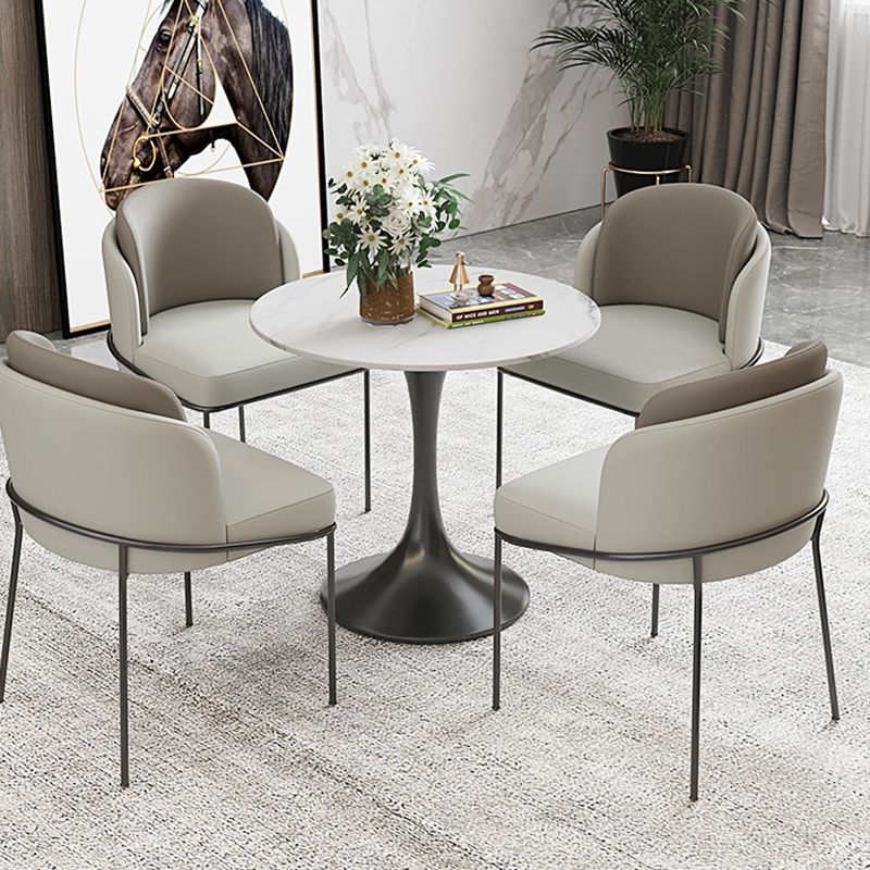 Modern Style Dining Table Sintered Stone Round Tulip Table for Dining Room