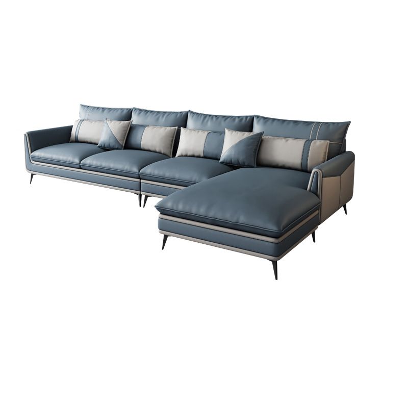 Scandinavian 35.43 " H Faux Leather Flared Arm Sofa & Chaise F