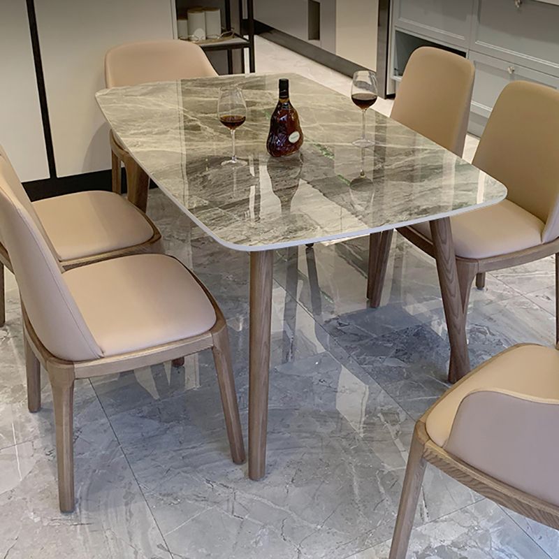 Modern Rectangle Stone Table Standard Height Table Dining Table with 4 Legs