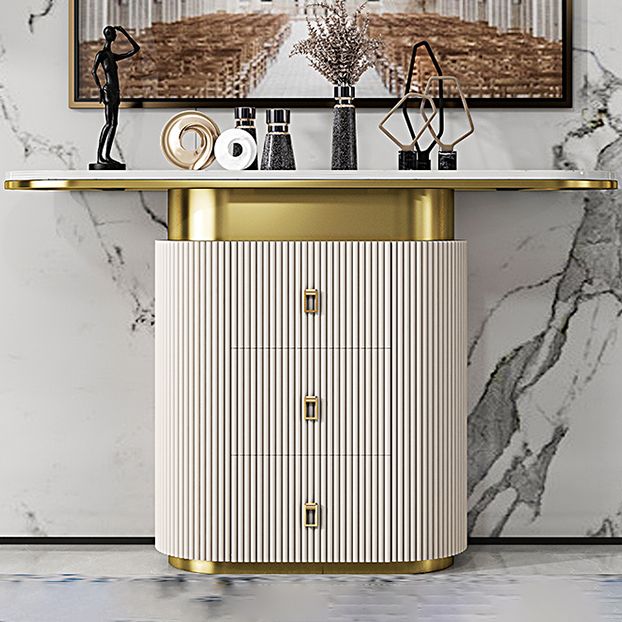 Glam Stone Console Table Scratch Resistant Console Sofa Table for Hall