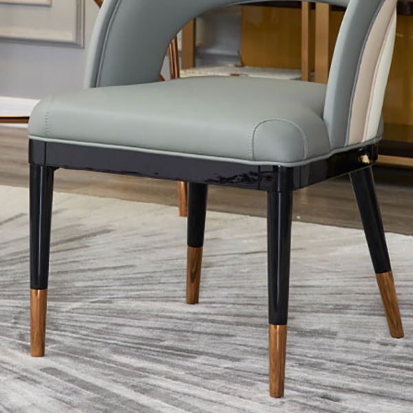 Glam Style Open Back Leather Upholstered Dining Chair with Wooden Legs