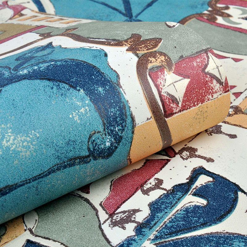 Multi-Colored Oil Painting Wallpaper Stain-Resistant Wall Decor for Accent Wall, Non-Pasted