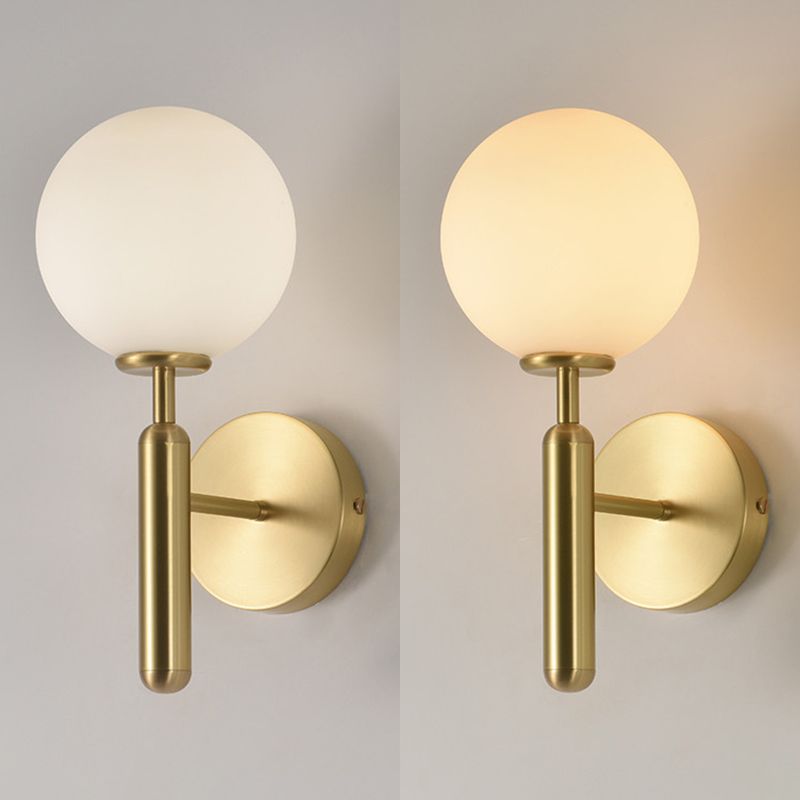 Modern Style Wall Mount Light White Ball Glass Shade Sconce Light for Bedroom Corridor