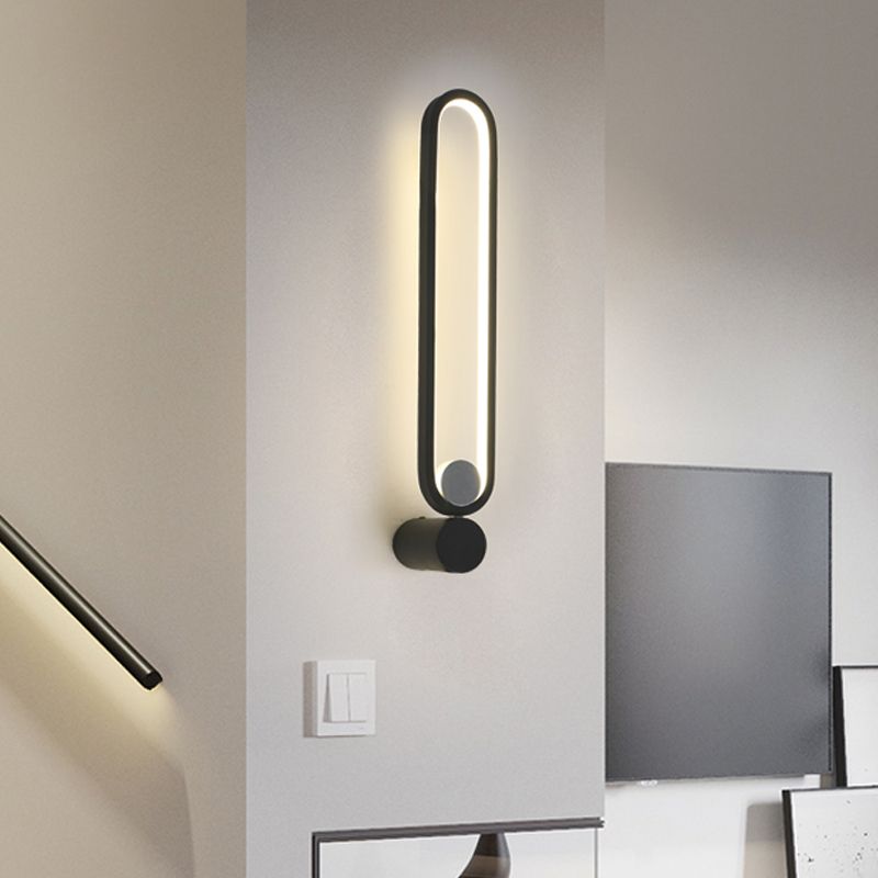 Elliptical ring Studie Kamer Wandverlichting METALLISCHE LED Hedendaags muur gemonteerd verlichtingsarmatuur in zwart