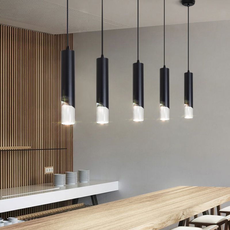 Tube Dinning Room Hanging Light Fixture Metal Simple Style Pendant Light Fixture