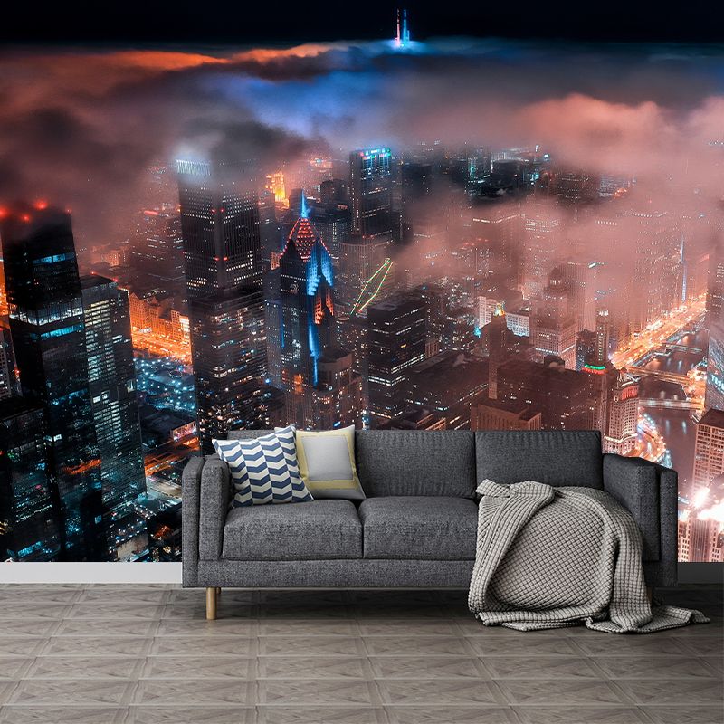 City Night Scene Wallpaper Mildew Resistant Indoor Wall Mural
