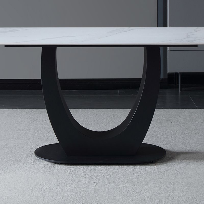 Industrial Rectangle Dining Table Sintered Stone Table with Metal Leg for Home
