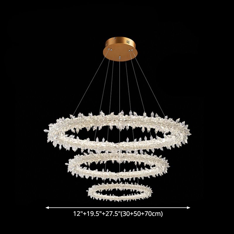 Modern Flower Ring Chandelier Light Fixtures Crystal Hanging Light Kit for Living Room
