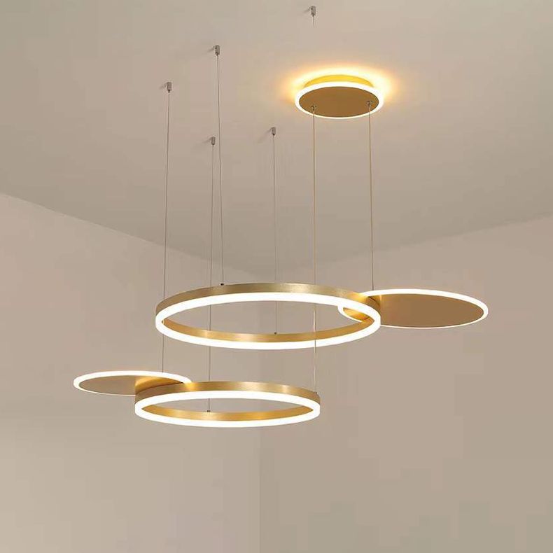 Modern Chandelier Light Fixtures 5-Light Hanging Pendant Lamps with White Acrylic Shade