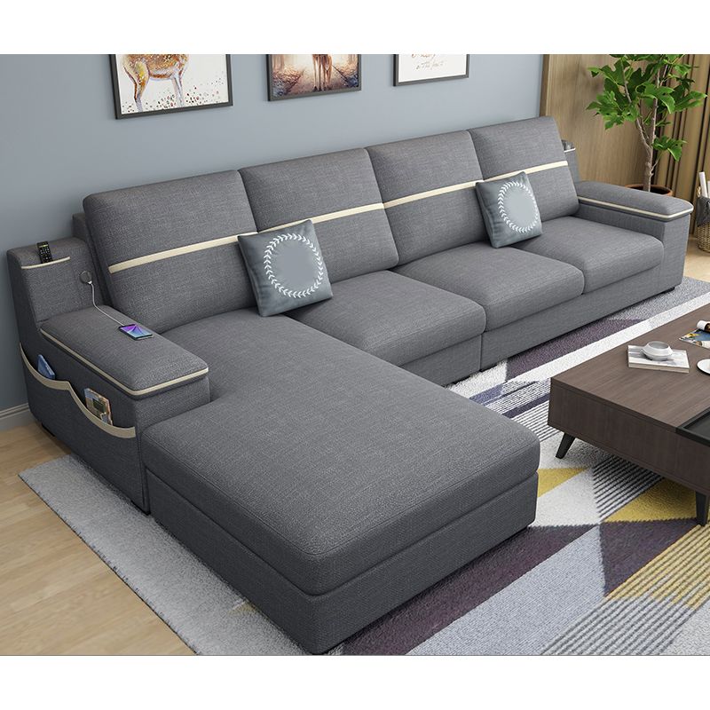 4-seat Cushion Back Sofa 109"L x 65"W x 35.5"H Recessed Arm Sectional with Storage